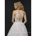 Alabaster Ombred Tulle Keyhole Back with Corset Detail and Lace Scallop Accent Wedding Dress with Full Ombre Tulle Skirt